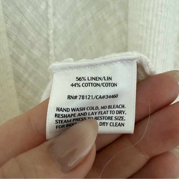 Eileen Fisher cream cotton linen open front draped cardigan - Medium - Picture 7 of 7